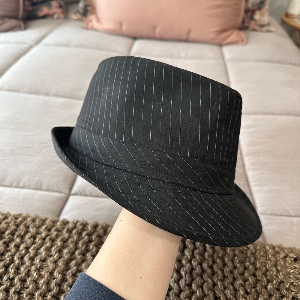 Men's Black Pinstripe Bucket Hat